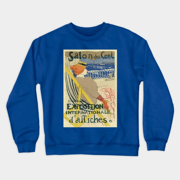 Salon des Cents by Toulouse Lautrec Crewneck Sweatshirt by MasterpieceCafe